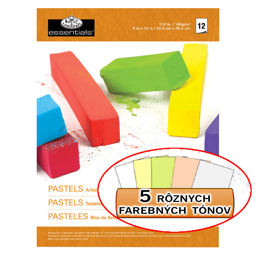 Blok farebných papierov pre pastel Royal & Langnickel 180g,12 listov
