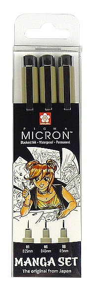 Manga Pigma® Micron perá - set 3 ks