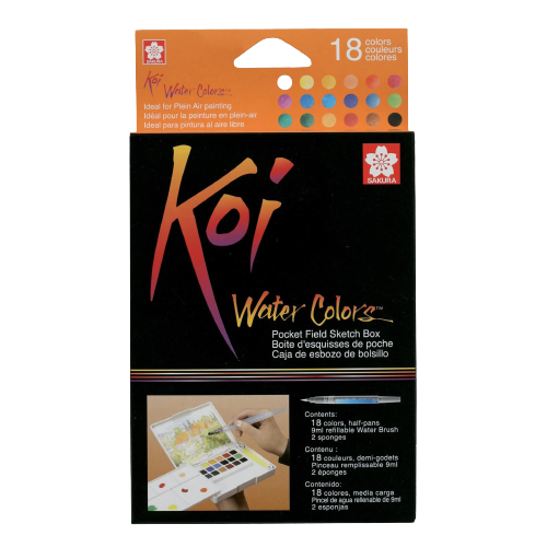 Sketch box s akvarelovými farbami Sakura Koi - 18 kusov