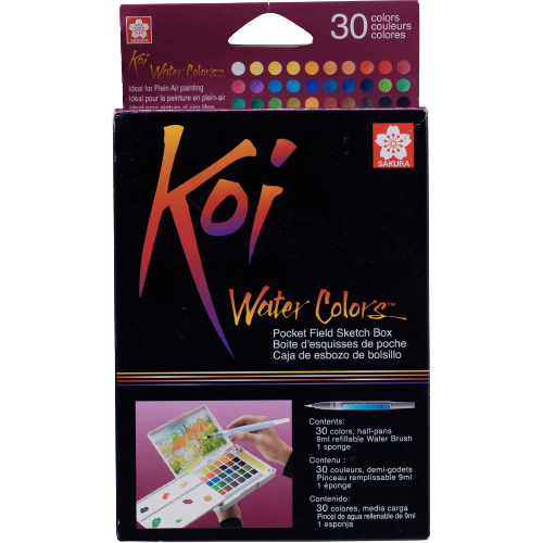 Sketch box s akvarelovými farbami Sakura Koi - 30 kusov