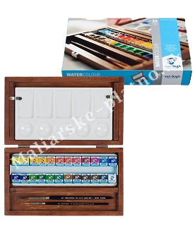 Akvarelové farby Van Gogh - drevený box 24 kalíškov