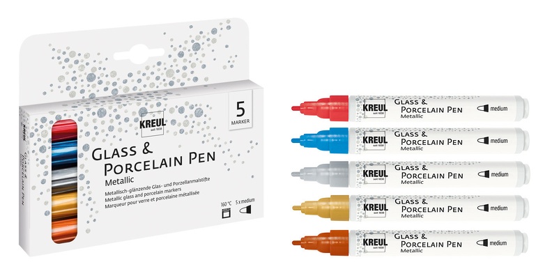 Kreul marker na sklo a porcelán Metallic medium set 5ks