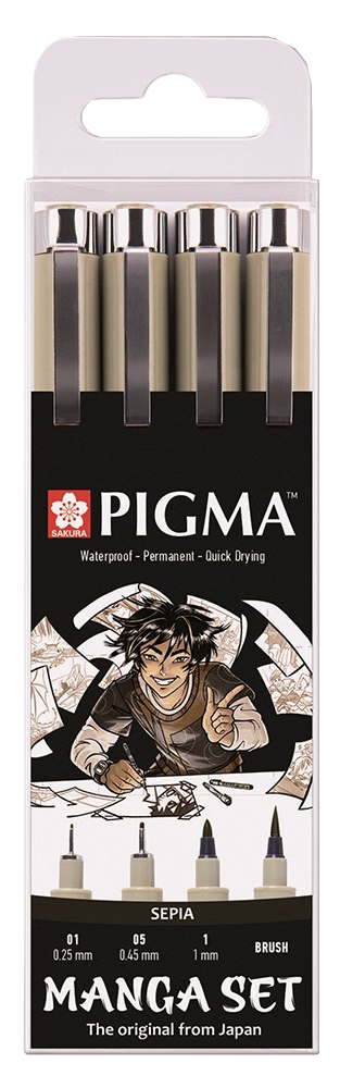 Manga Pigma® Micron sépiové perá - set 4 ks