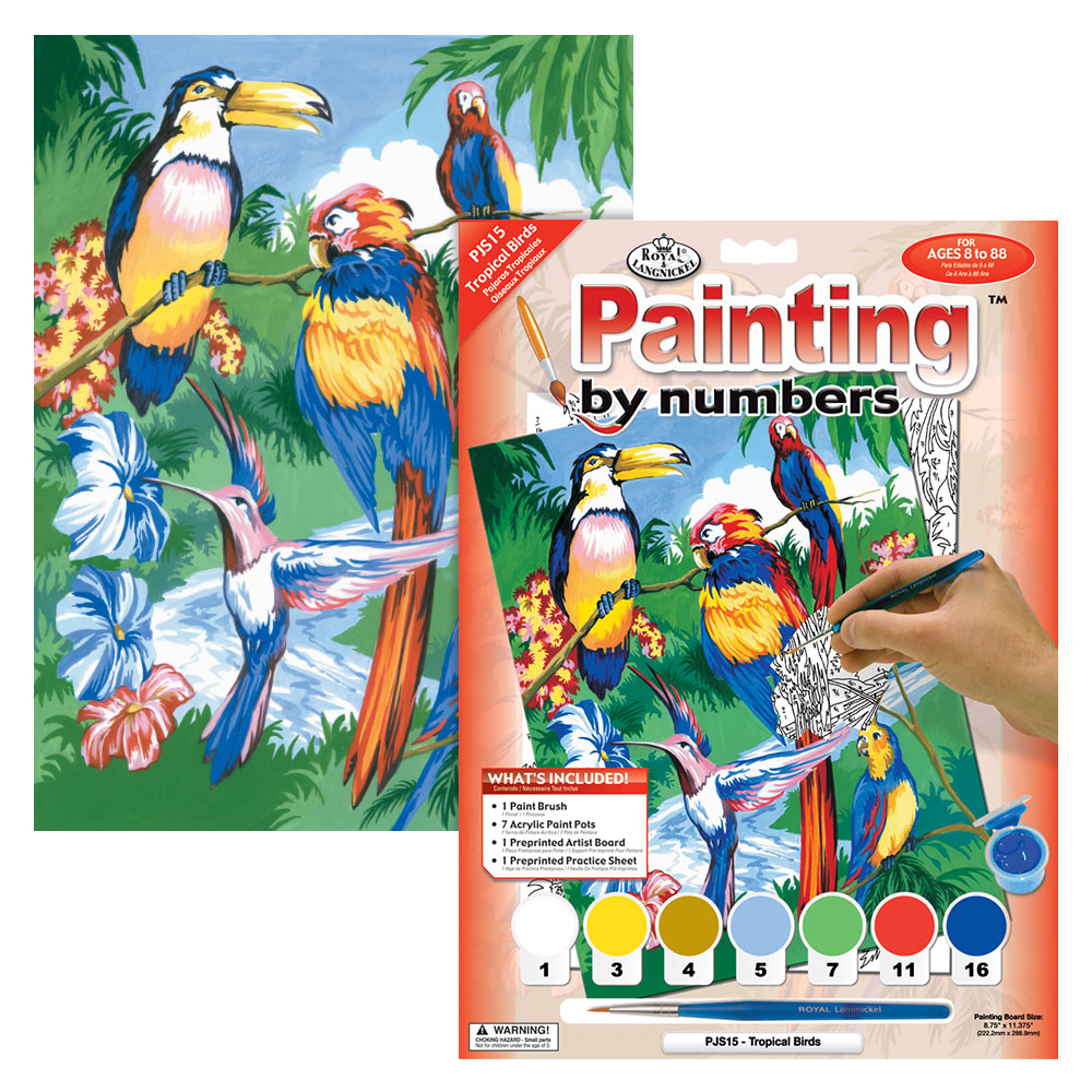 Maľovanie podľa čísiel formát A4 - Tropické vtáky