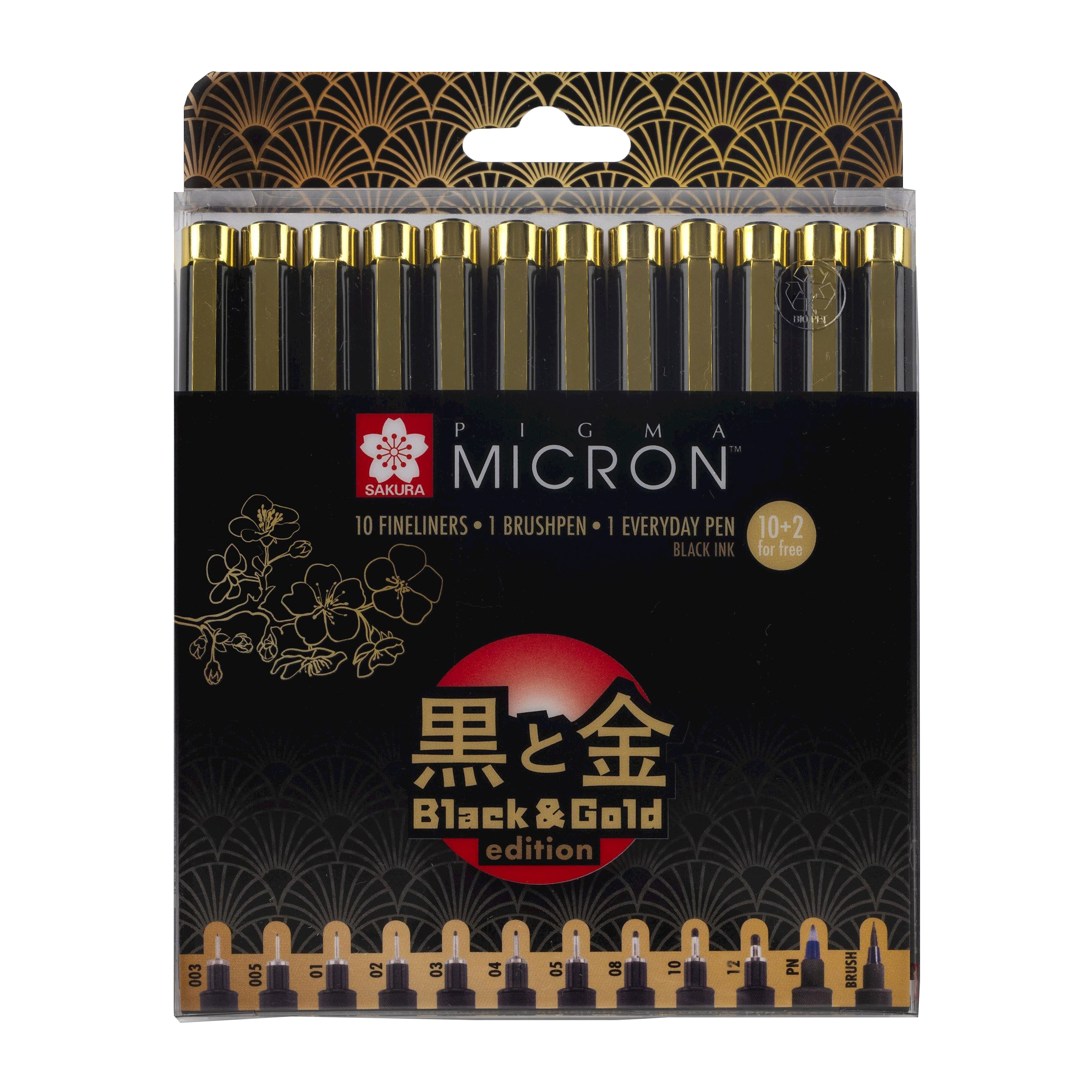 Sakura Pigma Micron Black & Gold - 12 kusov