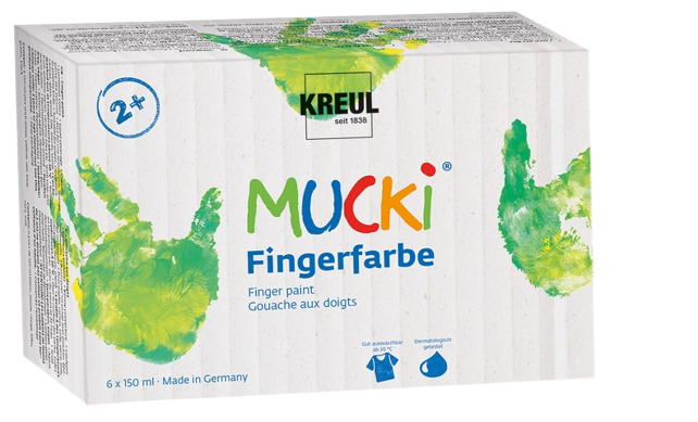 Základná sada prstových farieb Kreul MUCKI 6x150 ml