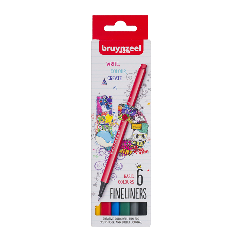 Bruynzeel Fineliners sada markerov 6ks - Basic