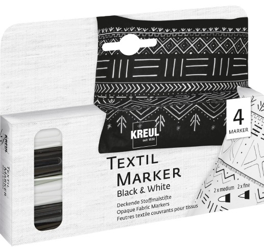 Sada popisovačov na textil Kreul Opaque - Black and White - 4ks