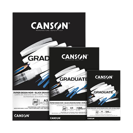 Blok Canson Graduate Black 120 g/m² - 20 listov - rôzne veľkosti